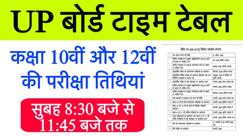 UP Board Time Table 2026