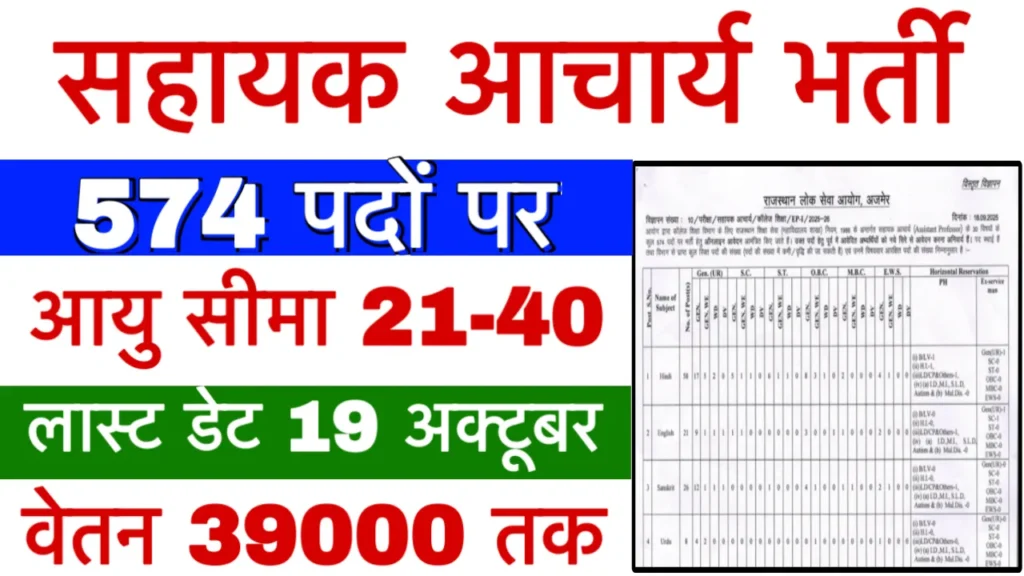 RPSC Assistant Professor Recruitment