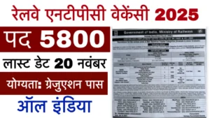 Railway NTPC Vacancy