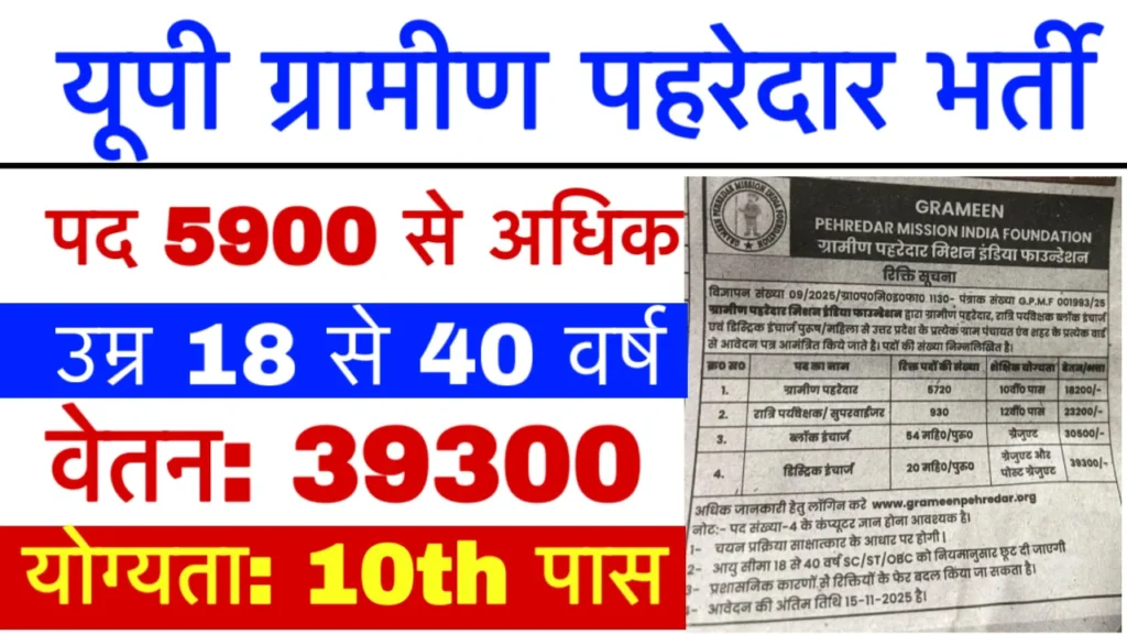 UP Gramin Pehredaar Bharti